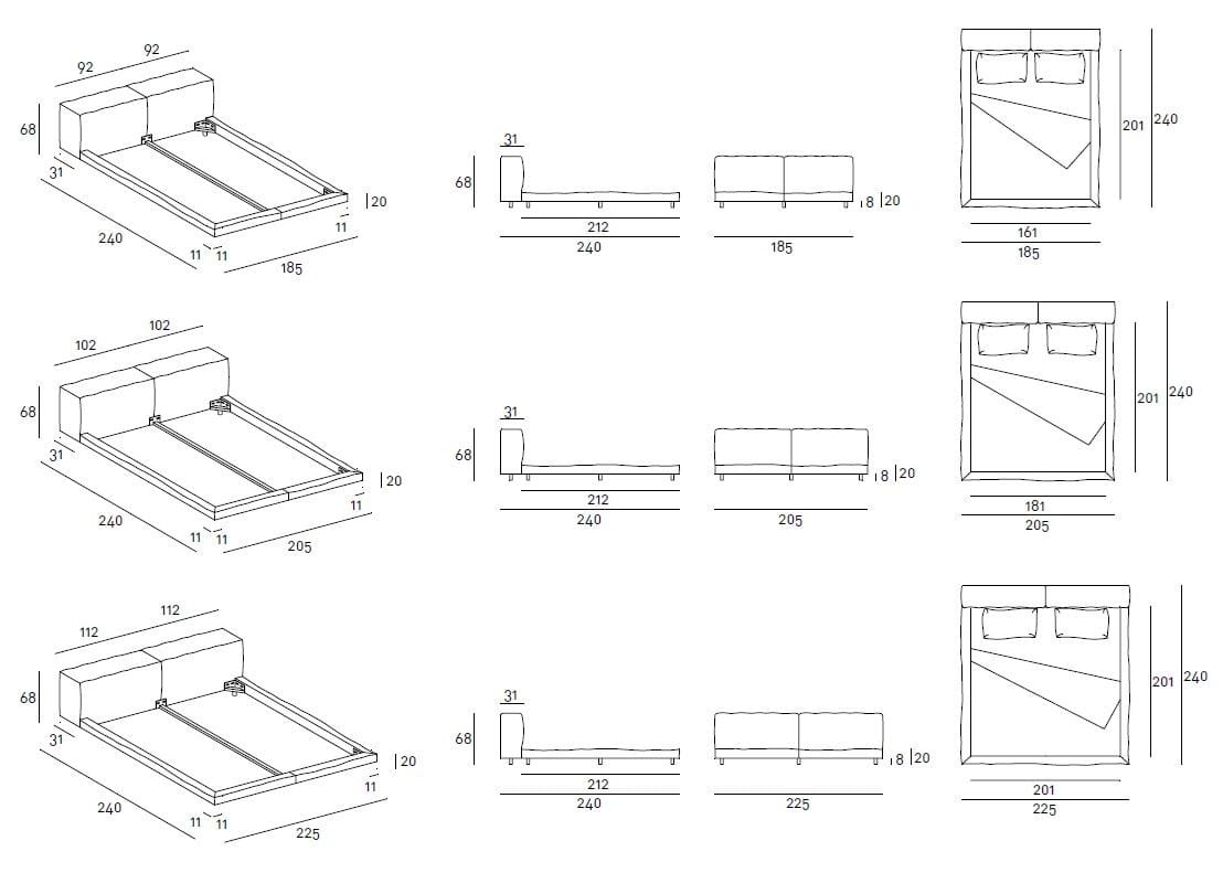 Двуспальная кровать из ткани Living Divani Neowall ARCH-00107231 - Вид №2