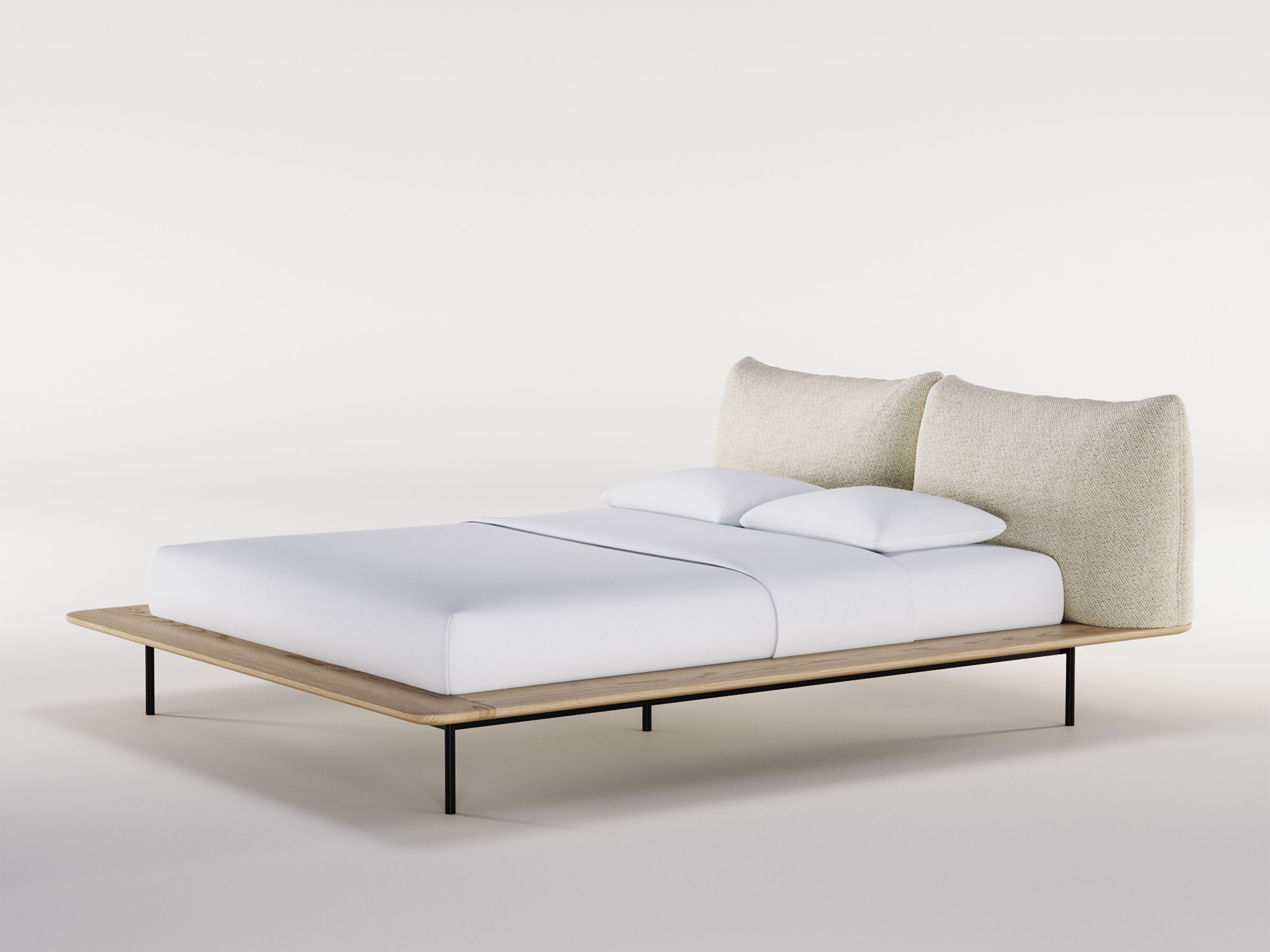 Дубовая двуспальная кровать с мягким изголовьем Wewood PLATFORM ARCH-00062451