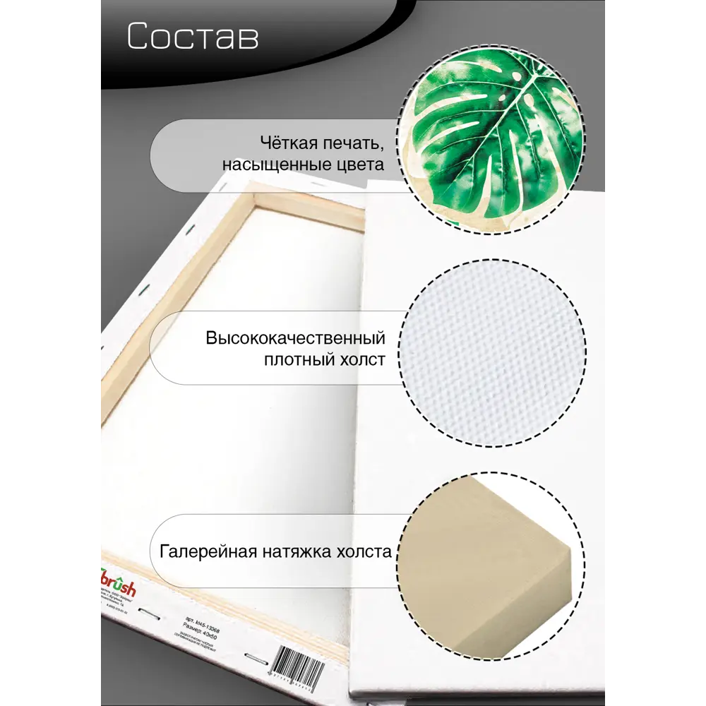 Картина на холсте Экзотические листья 2 40x50 см FBRUSH STLM-2033629 - Вид №9