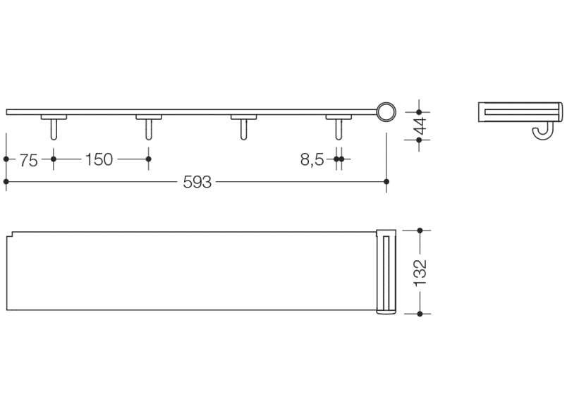 800.03.413 Удлинительная полка с крючками, 4 места HEWI Kids - Вид №6