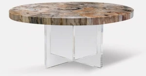 MORADA Круглый журнальный столик из акрила и дерева Petra