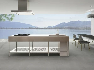 sanwacompany Кухня из нержавеющей стали с островом без ручек