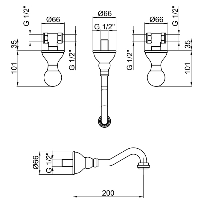 KA750404010 Смеситель для раковины Webert Karenina  - Вид №1