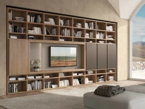 Febal Casa Книжный шкаф лакированный с подсветкой с подставкой под телевизор