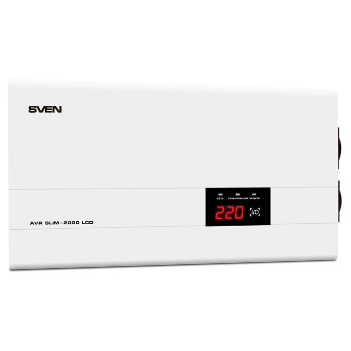 SV-013950 Stabilizer avr slim-2000 lcd, relay, 1200w, 2000va, 140-260v, the function "pause", 2 outlets Sven Santreyd  - Вид №1