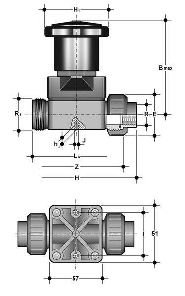 SANIT 121286050020 Мембранный клапан, PVC-U, фитинг с гнездом растворителя  - Вид №1