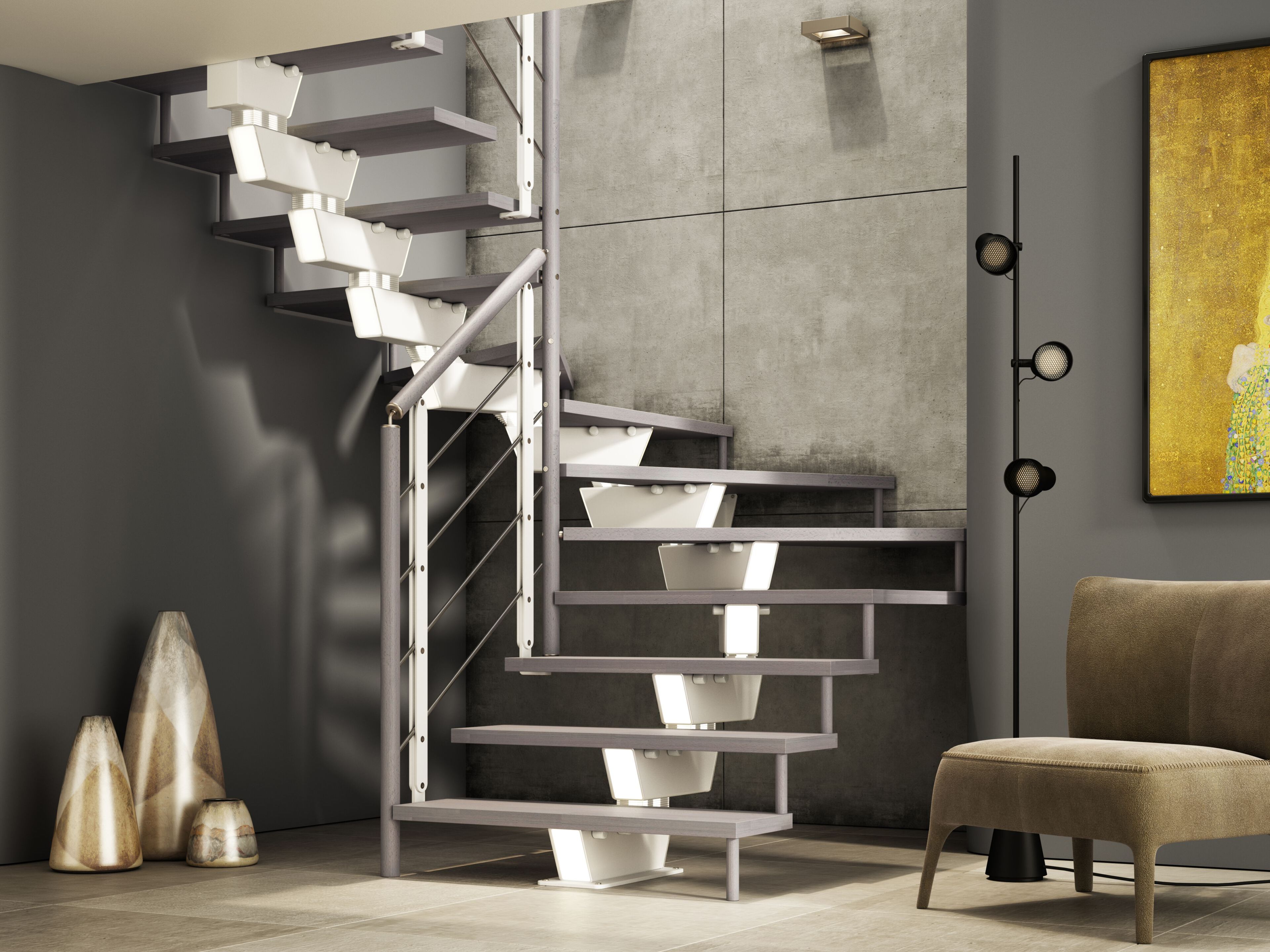 Модульная лестница из бука и стали Scrigno LUMINA ARCH-00073965 - Вид №1