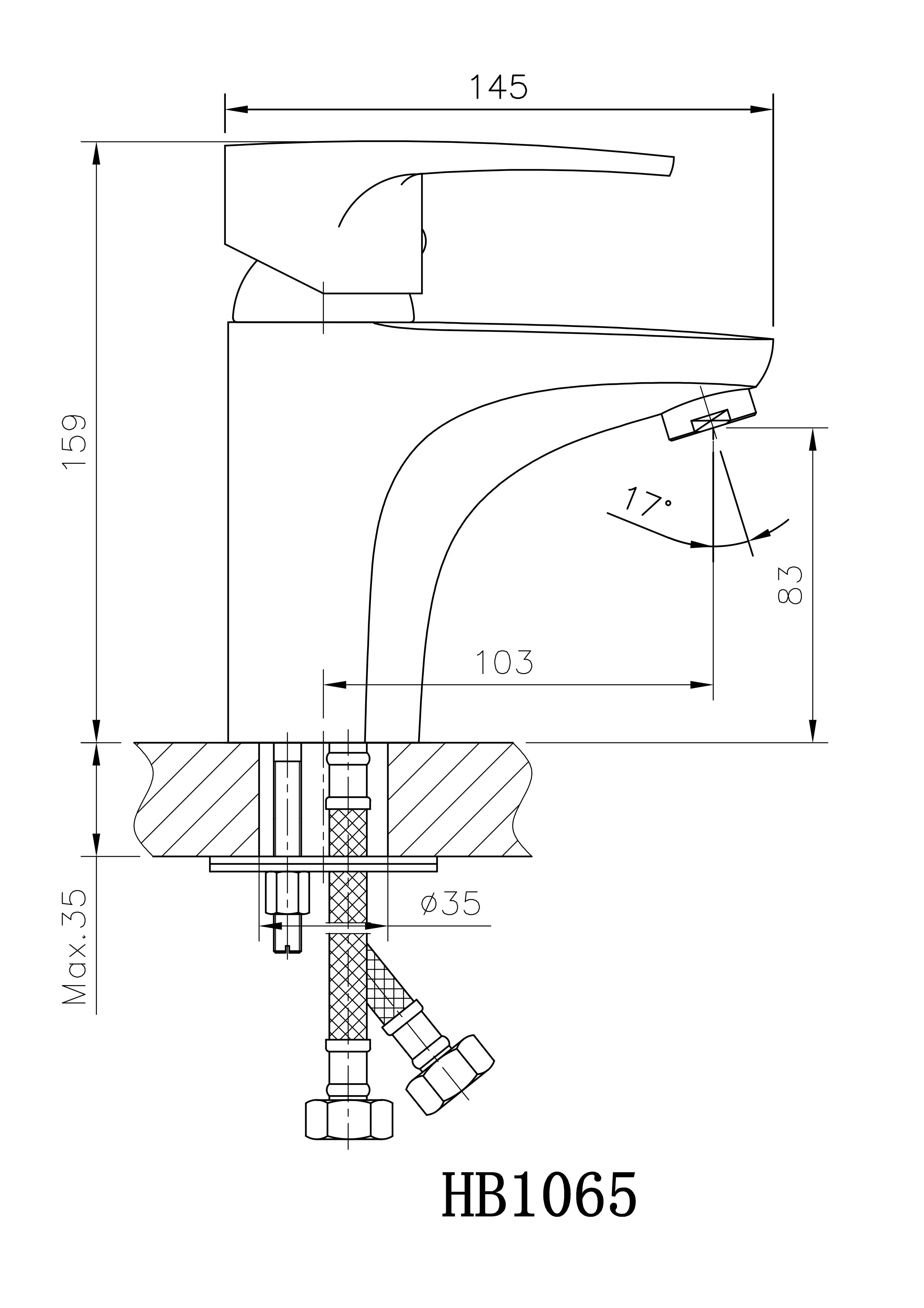 HB1065 Смеситель для раковины , хром Haiba  - Вид №2