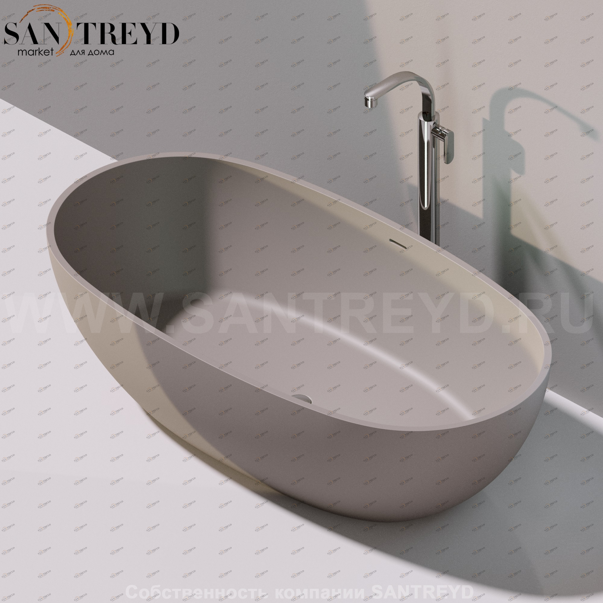 Flaminia APP Ванна свободностоящая 176 см серая AP176V.1019 Ceramica Flaminia AP176V1019