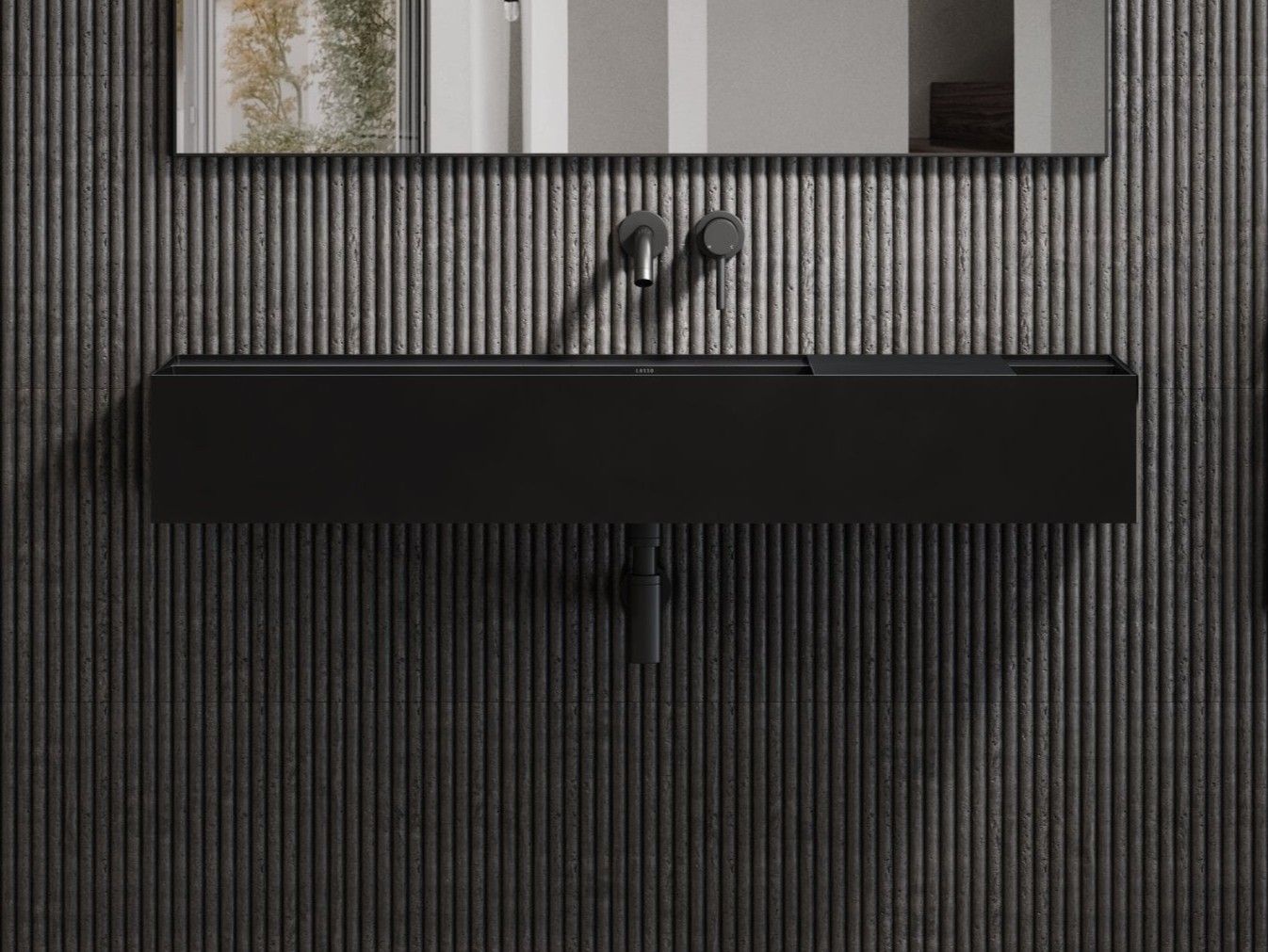 Прямоугольный одиночный подвесной умывальник из смолы LUSSO NERA ARCH-00035524