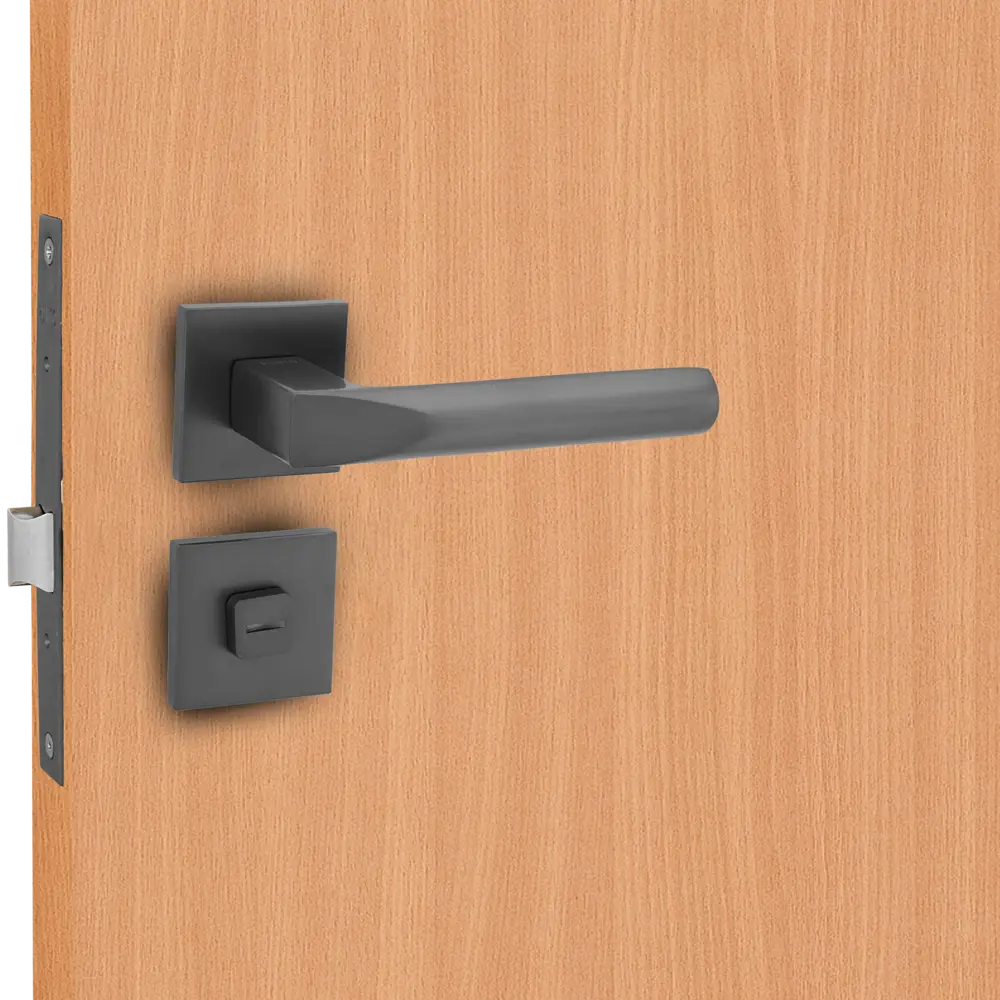 Дверные ручки Punto Cosmo с запиранием комплект цвет графит STLM-2171859 - Вид №7