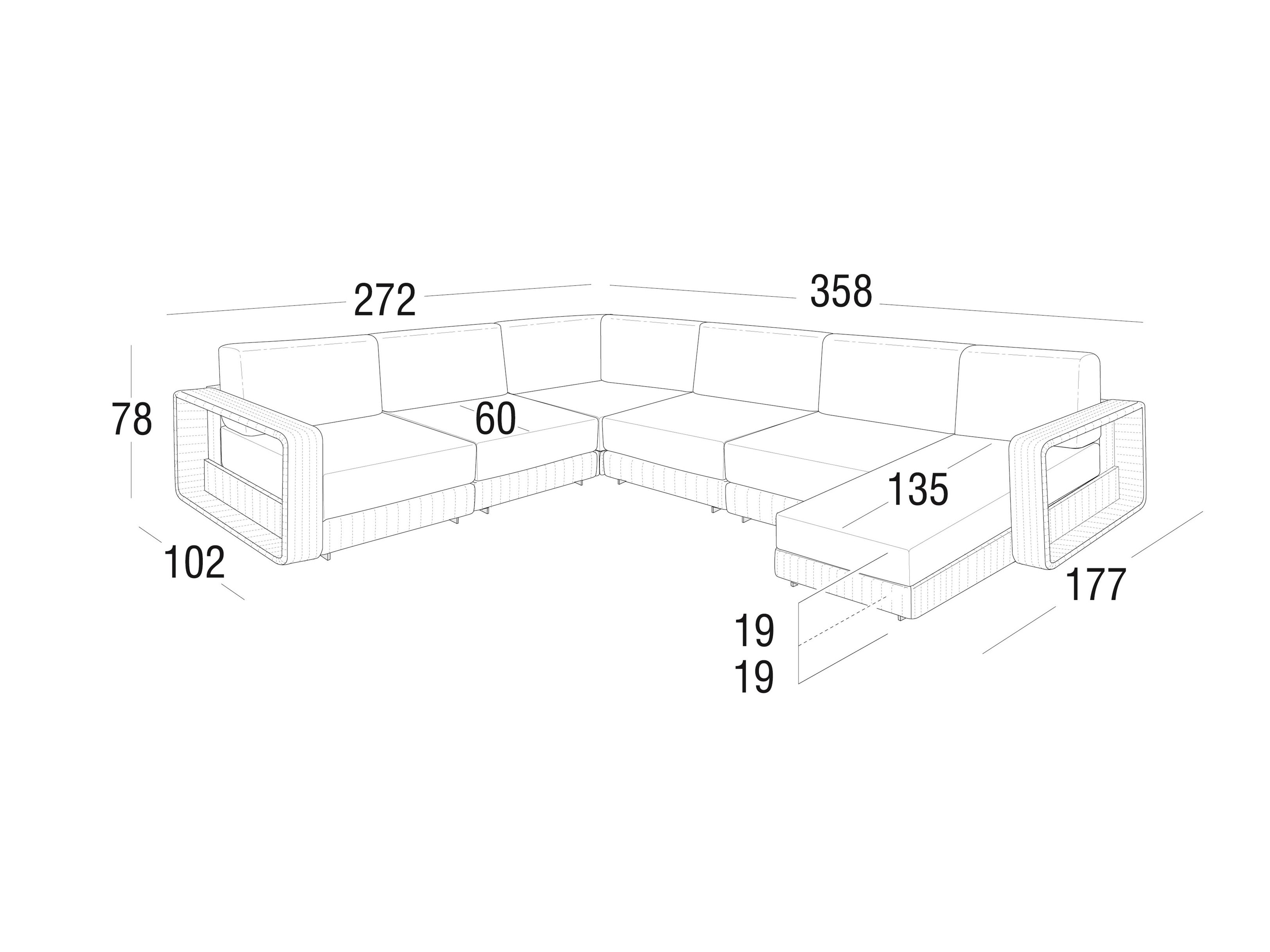 Алюминиевый модульный садовый диван Roberti Hamptons ARCH-00060747 - Вид №9