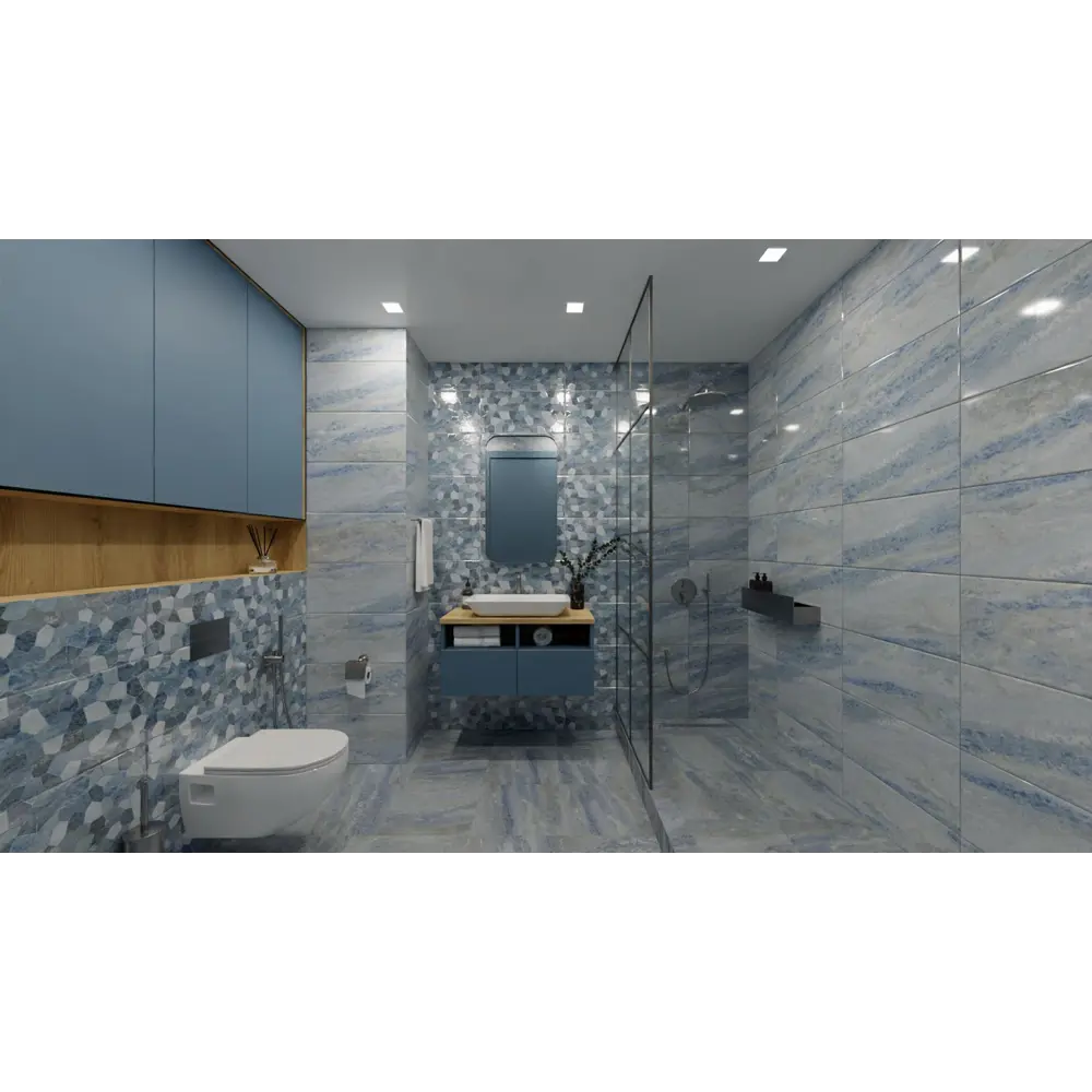 Плитка настенная Perla Light 30x60 см 1.62 м² цвет светло-голубой Santreyd STLM-2148830 - Вид №3