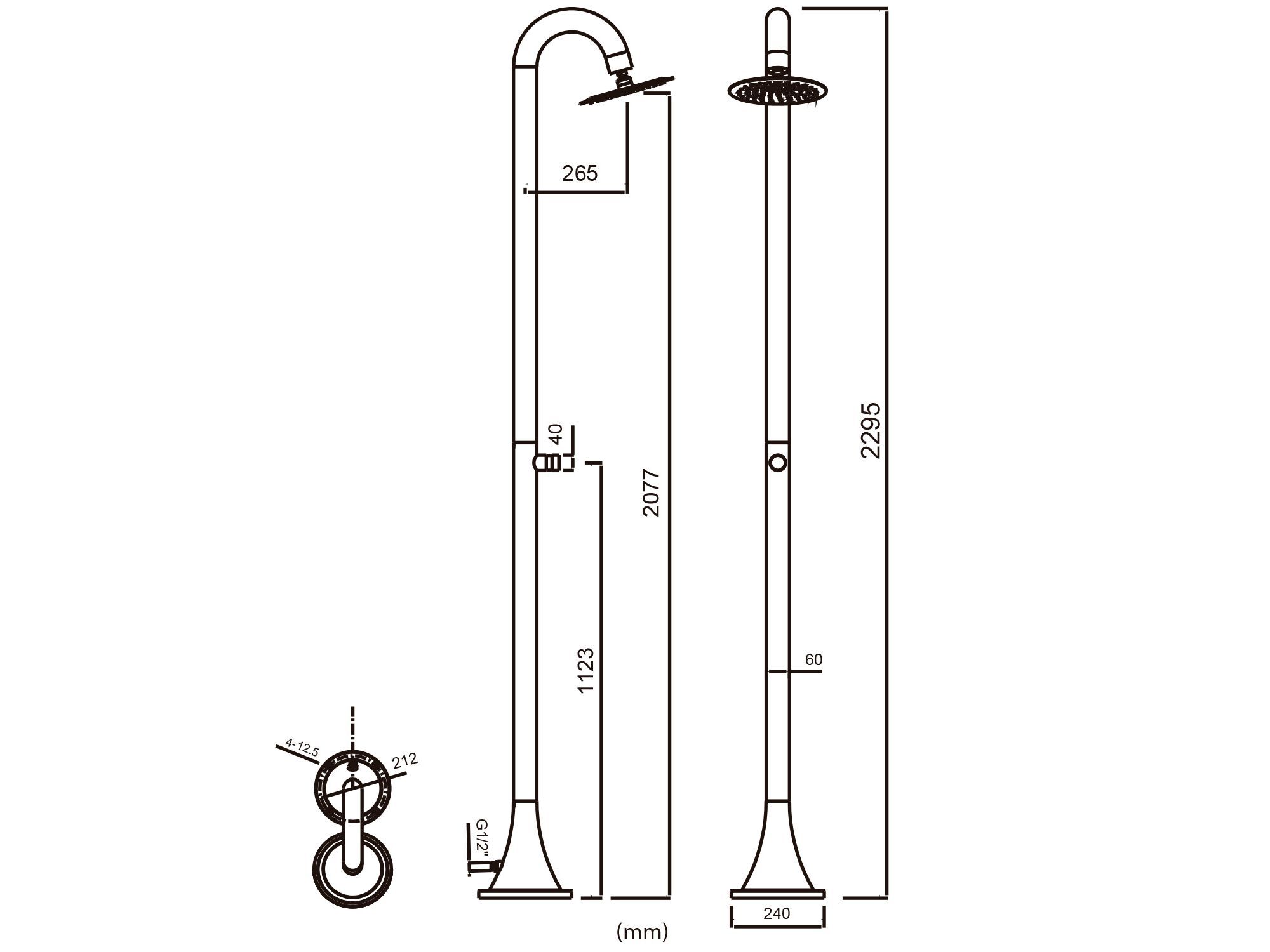 Открытый душ из нержавеющей стали с душем SINED LUNA TMP ARCH-00148186 - Вид №13