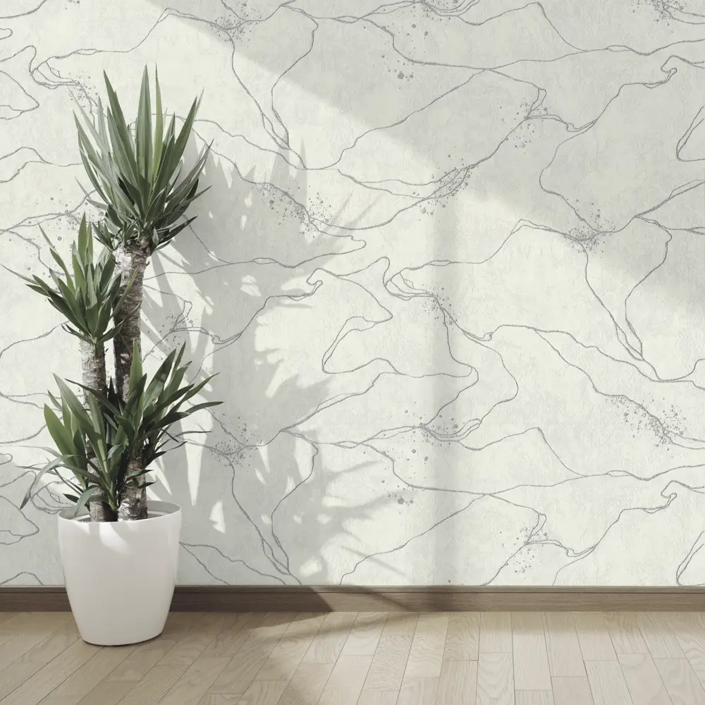 Обои флизелиновые Московская обойная фабрика Кинцуги бело-серебристые 1.06 м STLM-2149404 - Вид №2