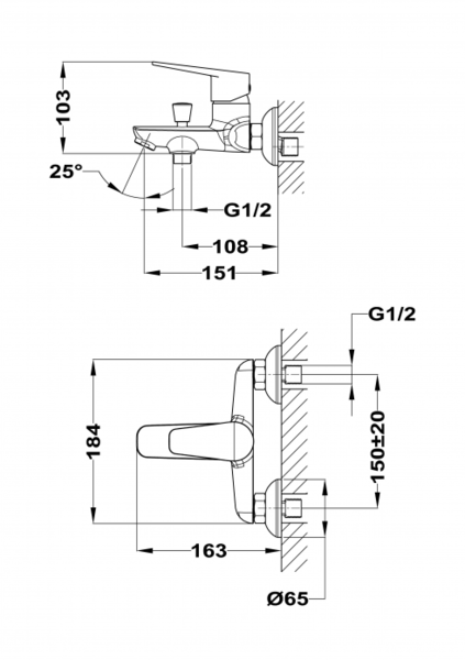 951098 Смеситель для ванны Teka Sineu  - Вид №1