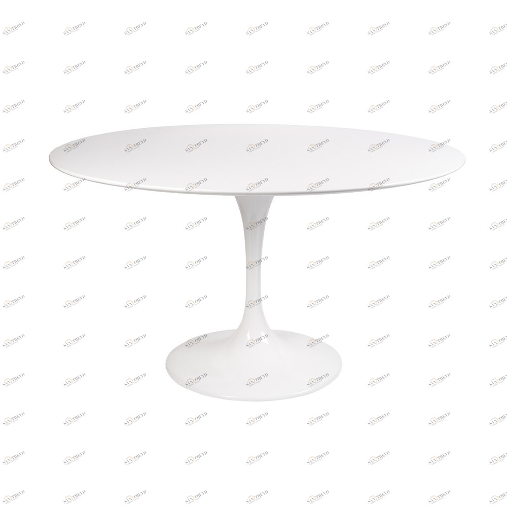 Обеденный стол круглый белый глянцевый 120 см Eero Saarinen Style Tulip Table SOHO DESIGN TULIP 131564 Белый