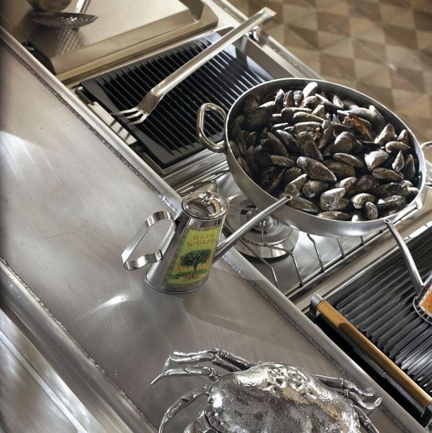 Marchi Cucine Модульная кухня из нержавеющей стали и дерева с островом Bar & barman sun-id-1476185 - Вид №6