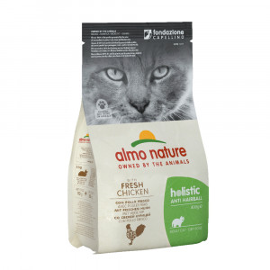 ПР0059754 Корм для кошек Holistic-Anti-Hairball контроль вывода шерсти, курица с рисом сух. 400г Almo Nature