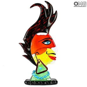 4734 ORIGINALMURANOGLASS Скульптура Голова Женщины - Pop Art - Original Murano Glass OMG 21 см