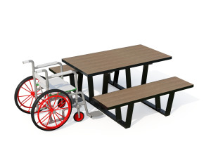 Прямоугольный стол для пикника WPC со встроенными скамейками