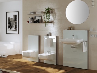 Сантехнический модуль Geberit Monolith 131.043.SI.1 для подвесного умывальника,стекло белое Santreyd  - Вид №2