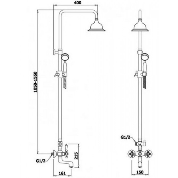 GZ 25068Е Душевая система Ganzer Золото Ganzer Германия 13906 - Вид №2