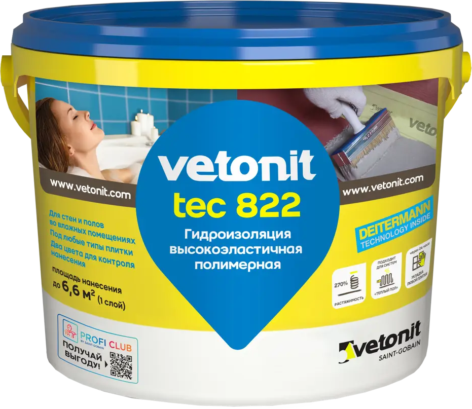 84660099 Мастика гидроизоляционная Vetonit Tec 822 4 кг цвет розовый STLM-0053532