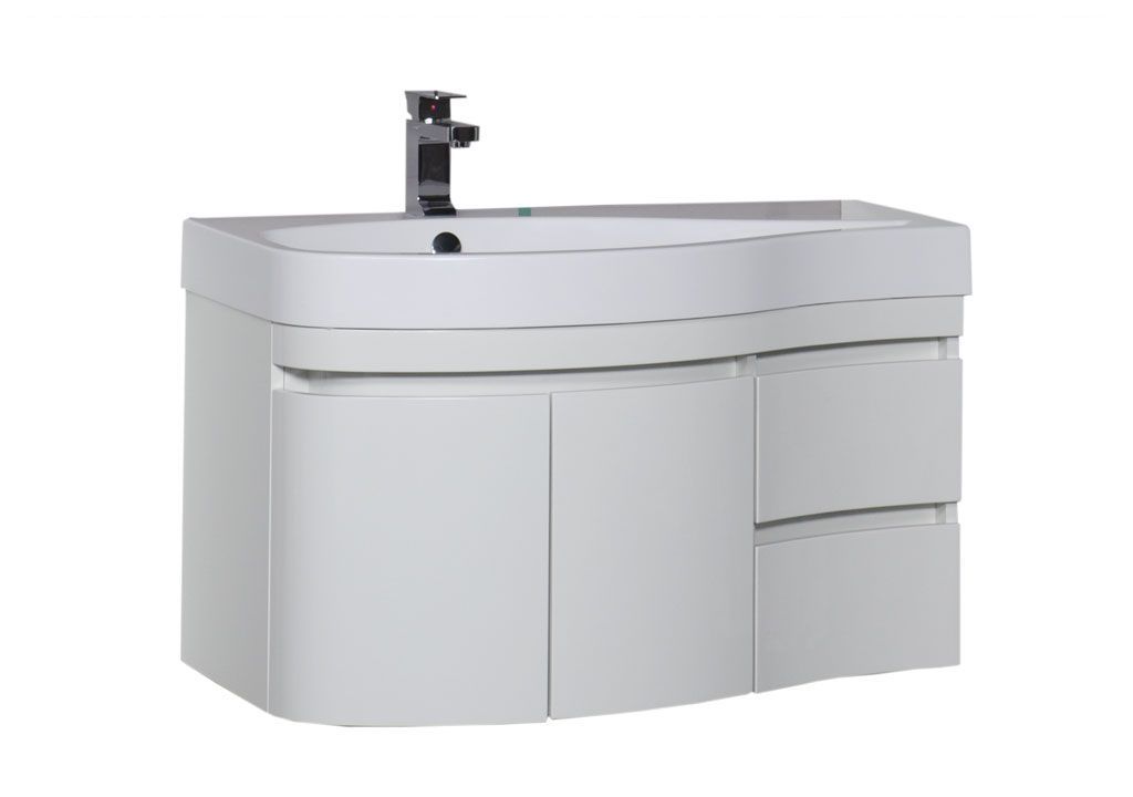 Тумба с раковиной Aquanet Сопрано 95 L белый (2 дверцы 2 ящика) 0016963100169395 - Вид №1