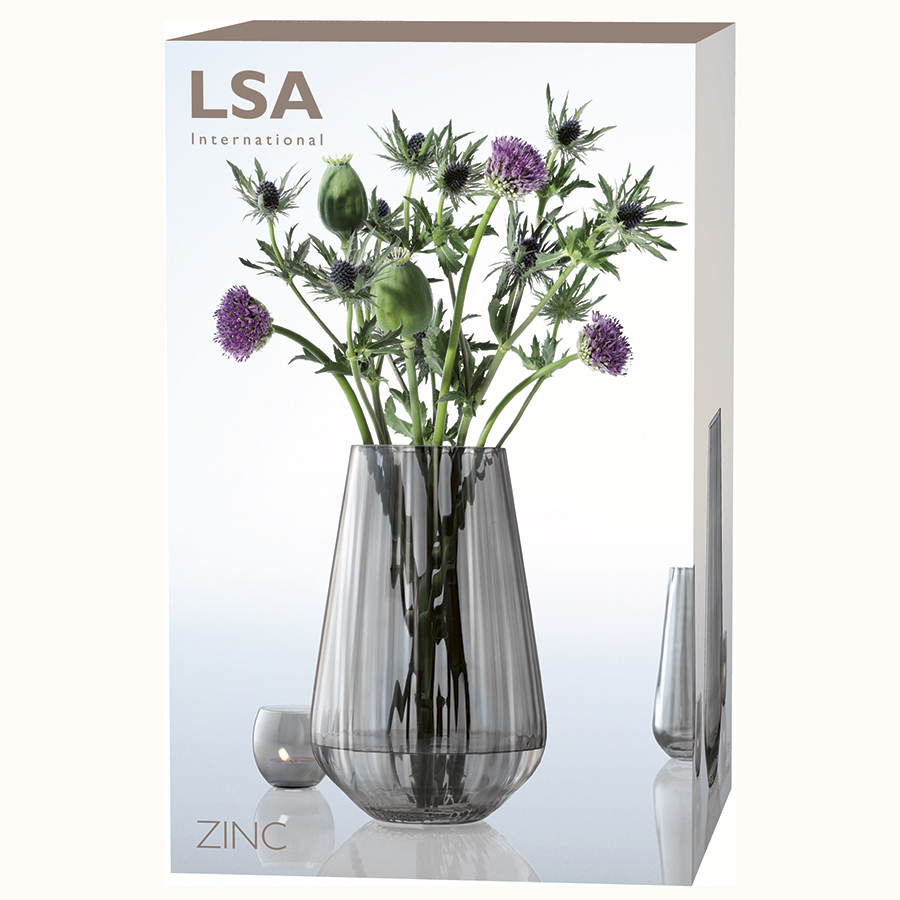 G1528-28-572 Ваза zinc 28см серая LSA International  - Вид №4