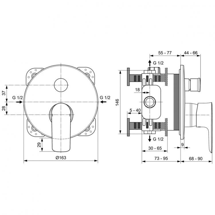 A7035A2 Встраиваемый смеситель для ванны/душа Ideal Standard CONNECT AIR - Вид №2