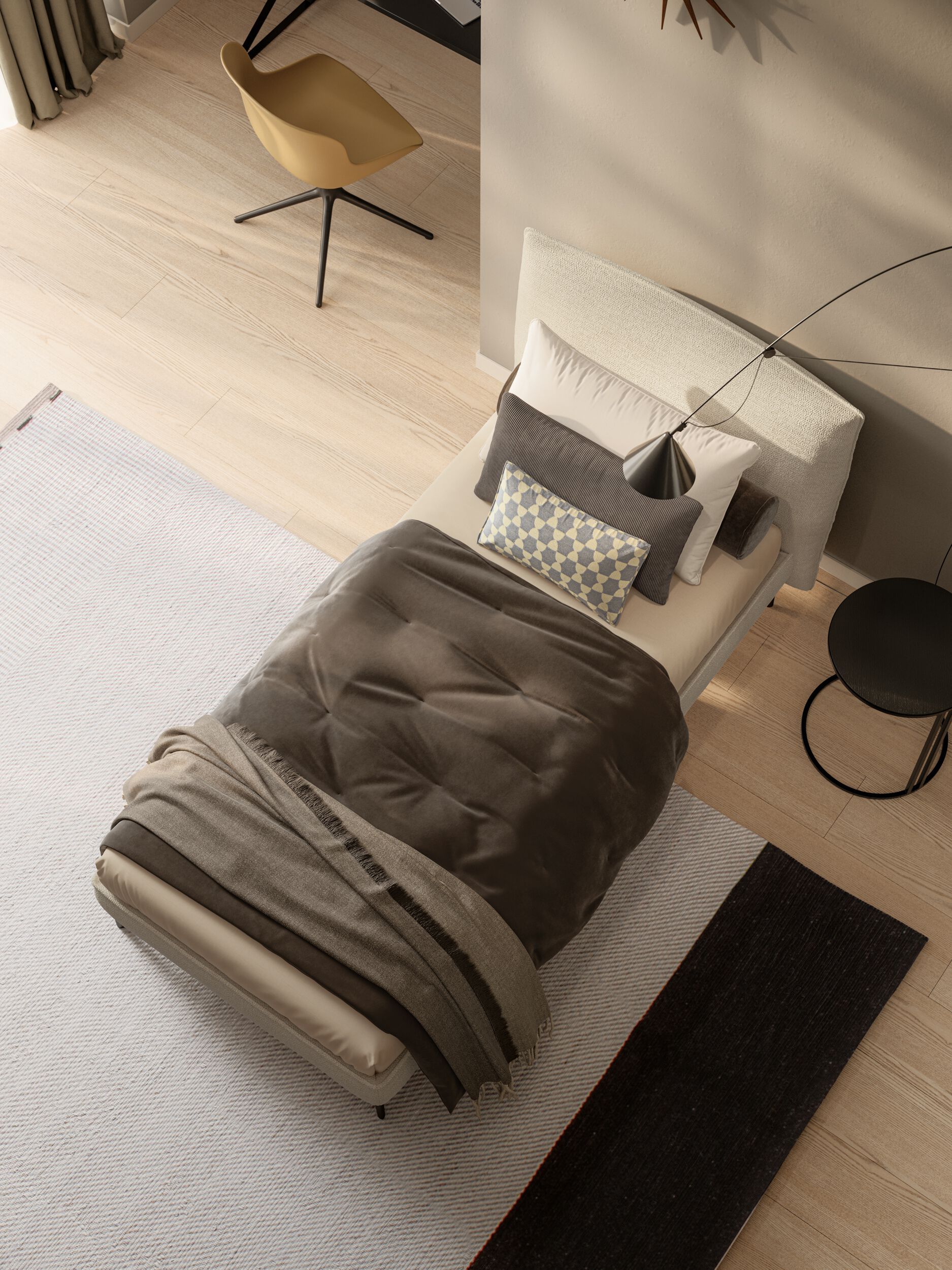 Односпальная кровать из ткани с мягким изголовьем Twils Logan ARCH-00110445 - Вид №3