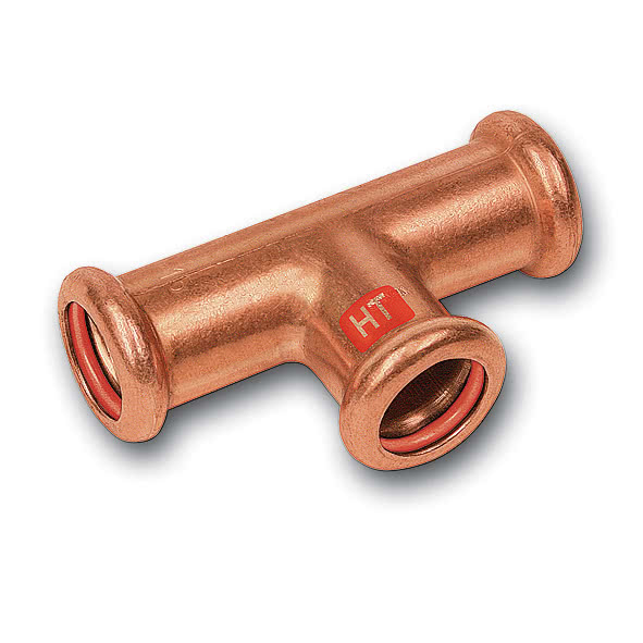 112130222822 SANHA 12130 пресс-фитинг солн.,медь, тройник ВПр 22x28x22 мм  - Вид №1