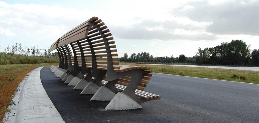 Изогнутая деревянная скамья в современном стиле Santreyd sun-id-1498162 - Вид №1