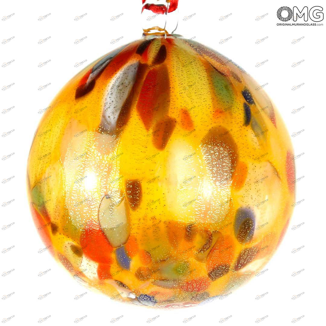 3676 ORIGINALMURANOGLASS Оранжевый Ёлочный шар в крапинку - муранское стекло OMG  см 