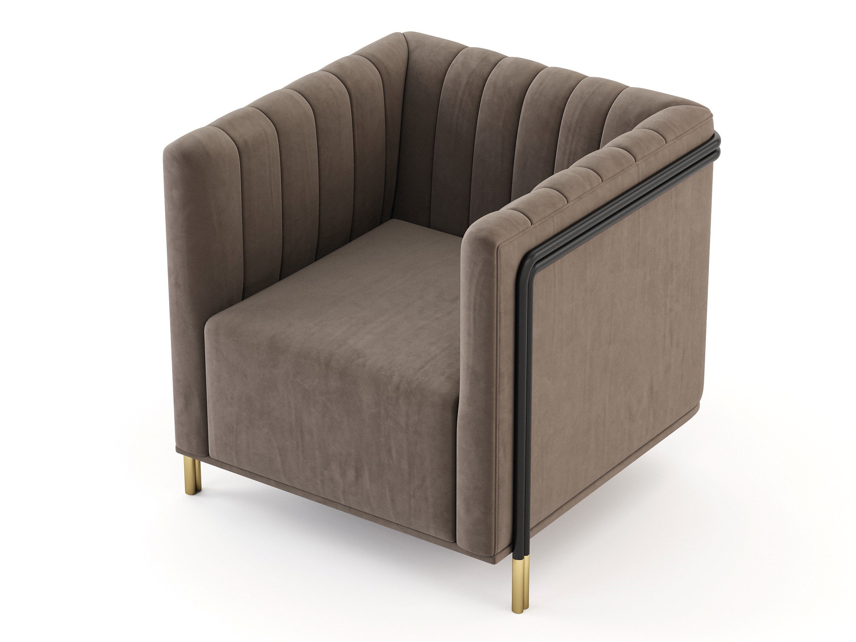 Мягкое кресло с подлокотниками из микрофибры и бархата Stylish Club ARCH-00142925 - Вид №2