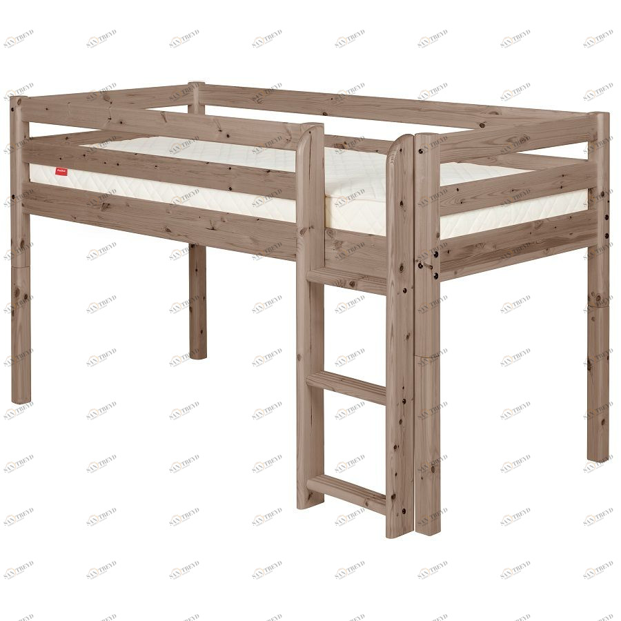 Кровать Flexa Classic с прямой лестницей, коричневая, 190 см 90101091101