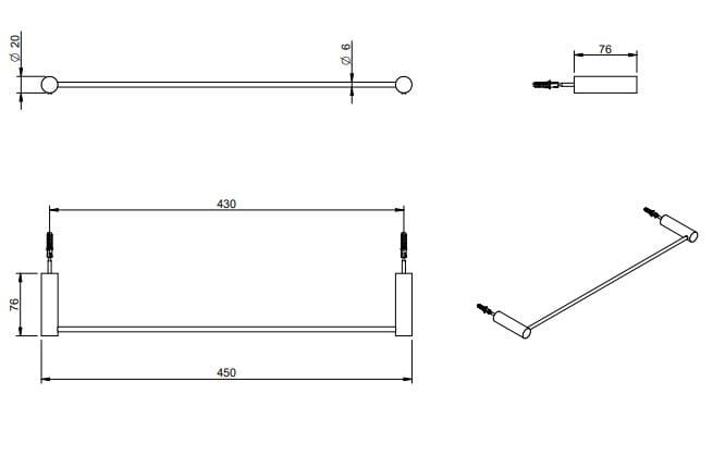 Латунный держатель для полотенец Rubinetterie Treemme Tag ARCH-00057711 - Вид №3