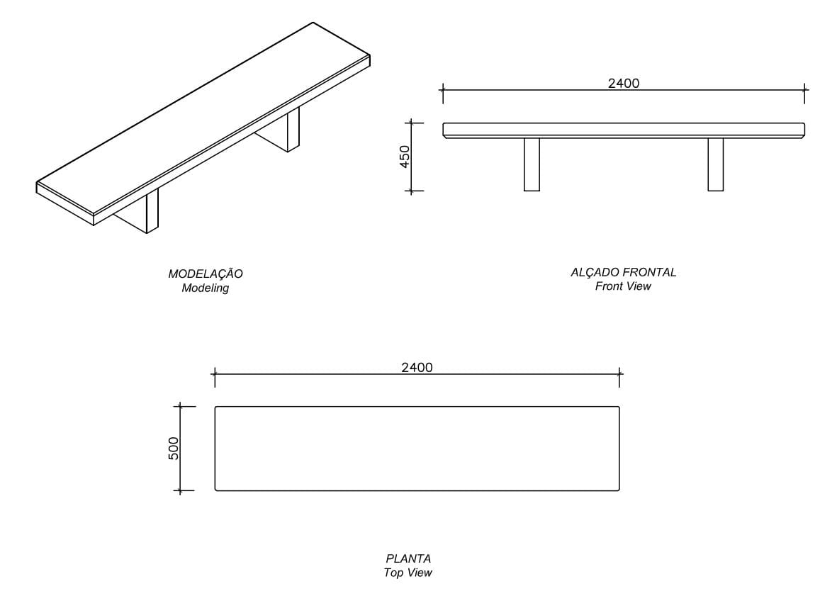 Бетонная скамья без спинки amop Токио ARCH-00067216 - Вид №2