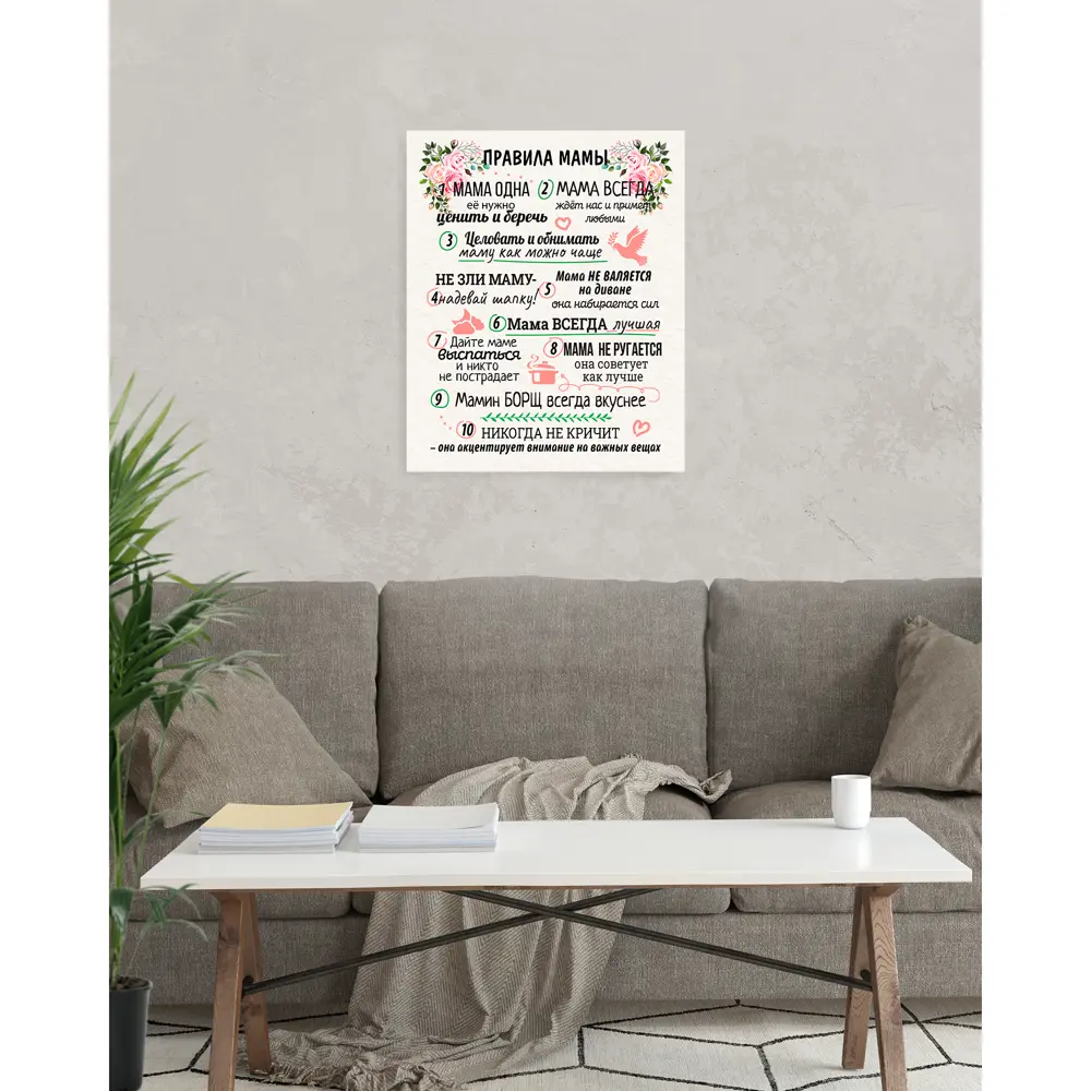 Картина на холсте Постер-лайн Правила мамы 40x50 см STLM-2066318 - Вид №3