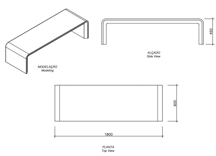 Бетонная скамья без спинки amop чистый AR+ ARCH-00024552 - Вид №2