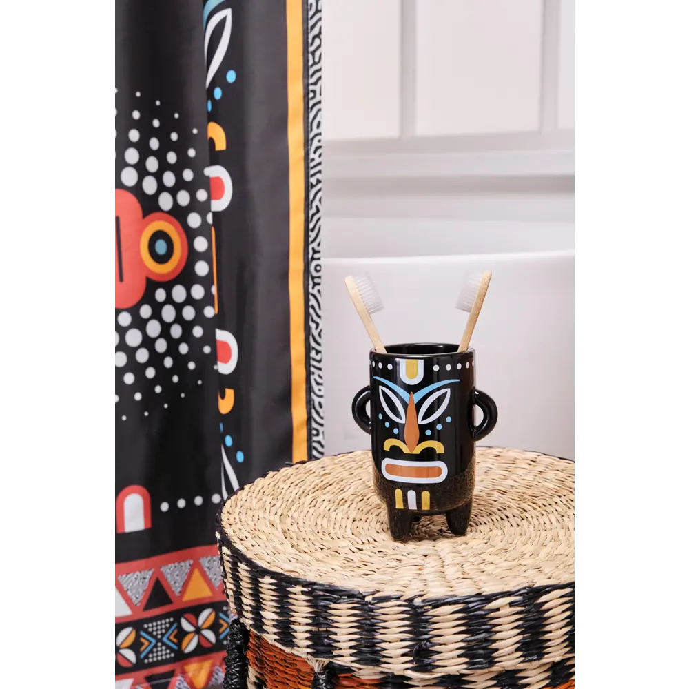 Стакан для зубных щеток Moroshka Bantu керамика цвет черный STLM-2155078 - Вид №8