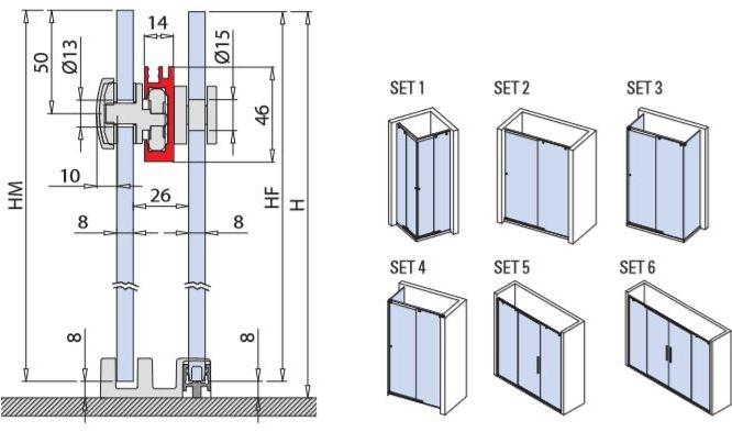 Metalglas Bonomi Комплект для душевой кабины из нержавеющей стали  Bx-1501  - Вид №1