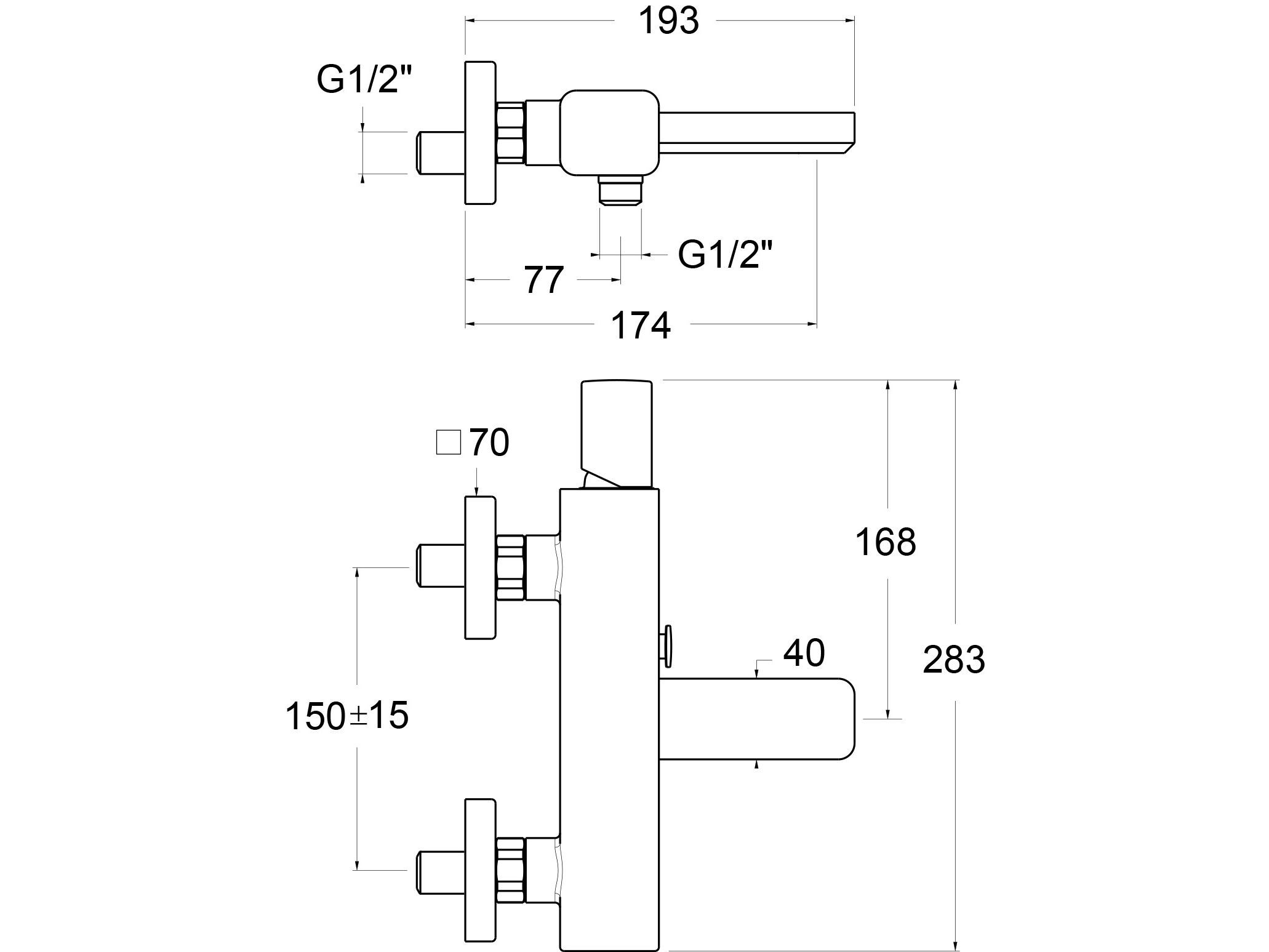 Однорычажный настенный смеситель для ванны GUGLIELMI RUBINETTERIE GZero ARCH-00127941
