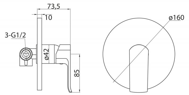 Встраиваемый смеситель для душа DISCO DIS-BDM-CRM BELBAGNO  - Вид №1