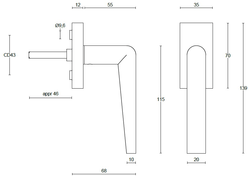 Formani Ручка для откидного окна пвд черный сатин Inc sun-id-1378926 - Вид №1