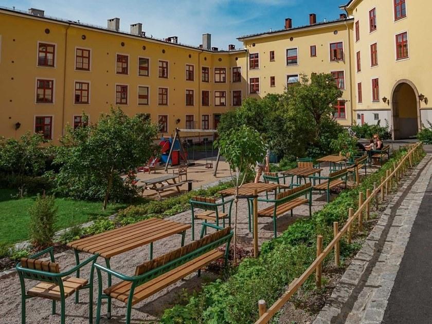 VESTRE Прямоугольный стол для общественных мест из стали и дерева Parc sun-id-1404950 - Вид №5