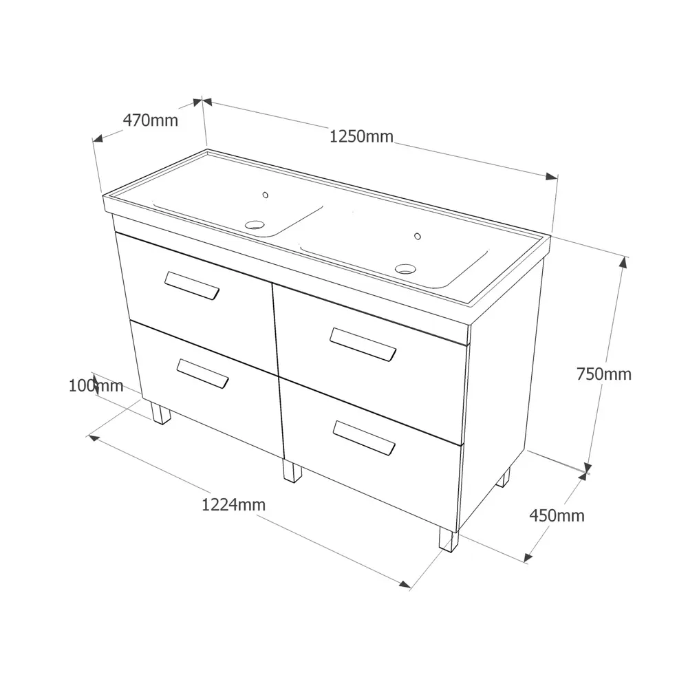 Тумба под раковину напольная Hilton 125 см цвет белый VIGO STLM-2039488 - Вид №5
