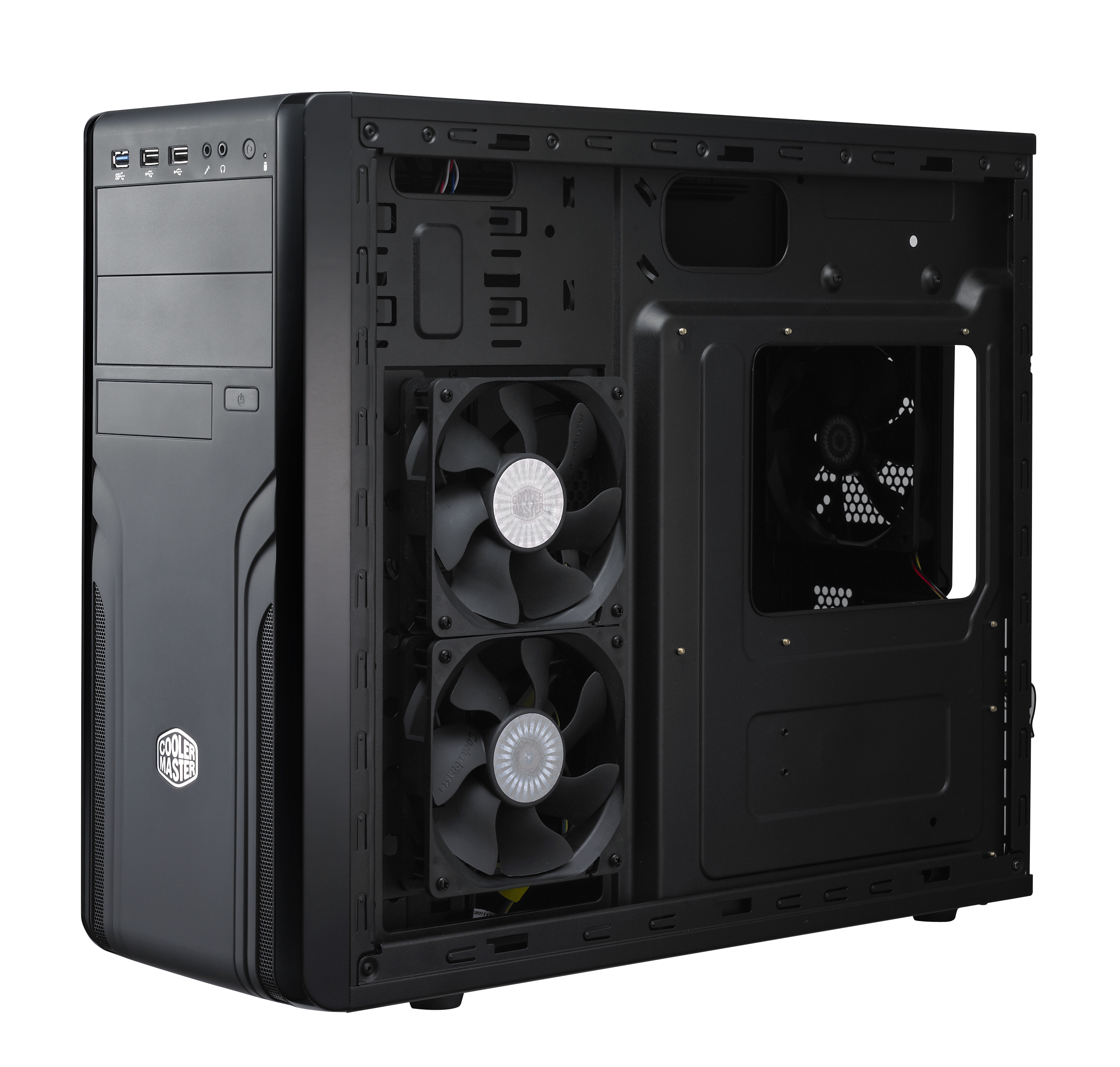 FOR-500-KKN1 case cm force, mid tower, usb 3.0 x 1, usb 2.0 x 2, 1xfan, black, atx, w/o psu Cooler Master Cooler Master CM Force Santreyd  - Вид №6