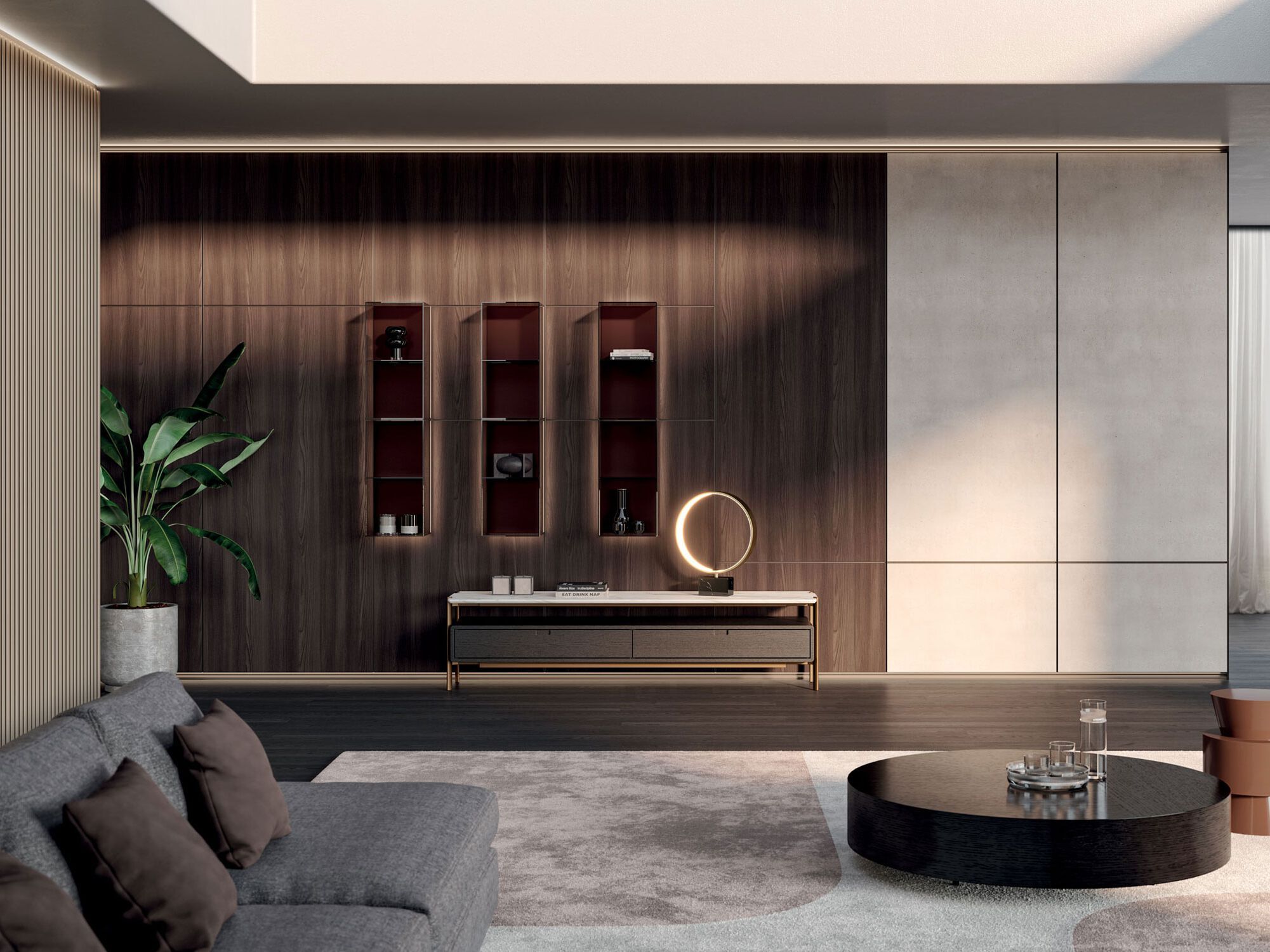 Деревянная стена установила модульную оборудованную стену MisuraEmme PUZZLE ARCH-00075287